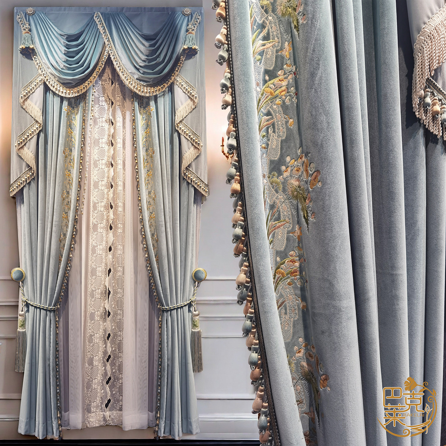 欧式窗帘客厅奢华大气宫廷法式高级刺绣卧室遮光装饰高端美式复古,居家布艺,定制窗帘,淘宝优惠券,粉丝福利购,淘宝优惠卷