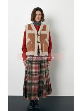 【BEAKER】2025秋冬 韩国代购 VOVOSHOP女式格子半身裙 红色