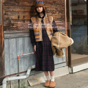 韩国代购 2025秋冬 VOVOSHOP女士灯芯绒格子连衣裙格子 BEAKER