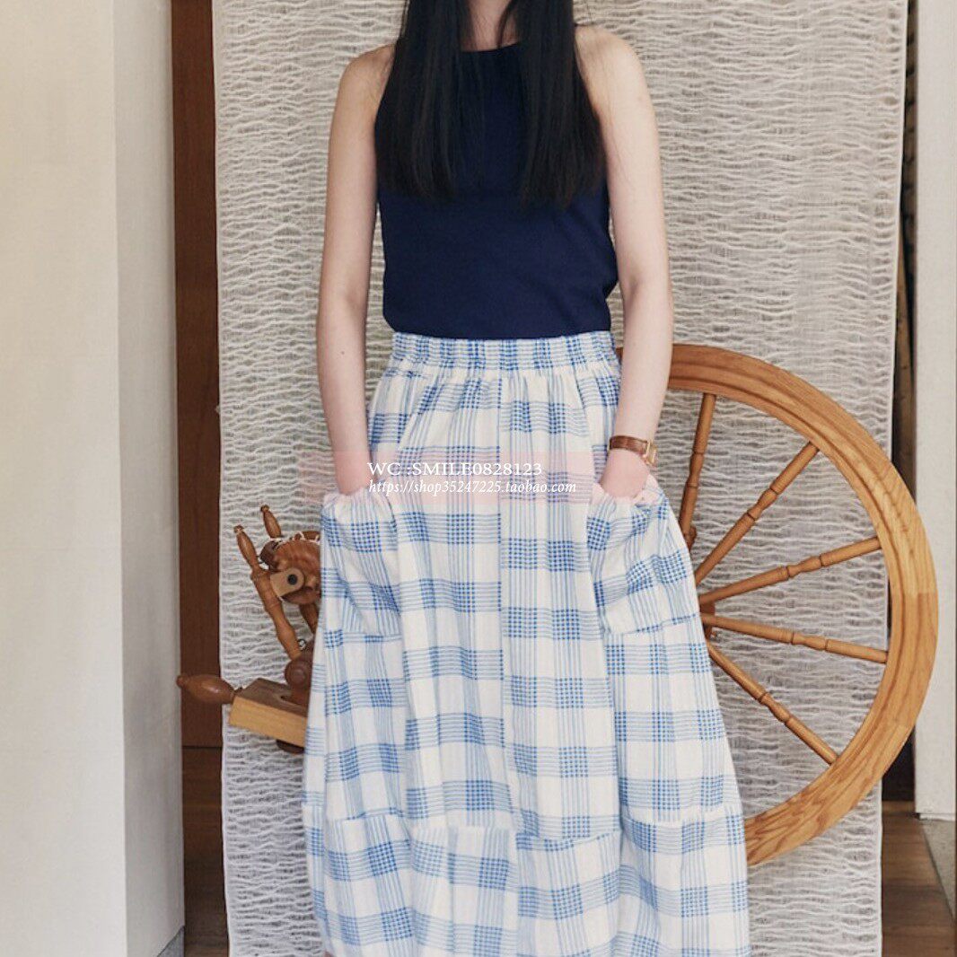 【VOVOSHOP】FRITUR 25SS  韩国代购 格子大口袋拼接半身裙子