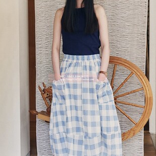 【VOVOSHOP】FRITUR 25SS 韩国代购 格子大口袋拼接半身裙子