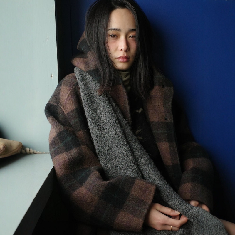 【VOVOSHOP】BEAKER ORIGINAL 24SS  格子连帽长款外套大衣