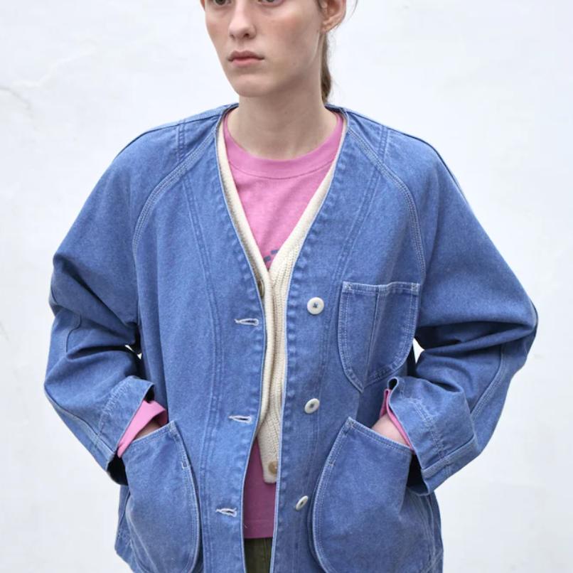 【VOVOSHOP】BEAKER   25SS复古牛仔口袋V领牛仔上衣外套