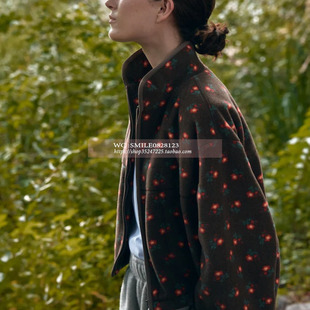 【BEAKER】2025秋冬 韩国代购  棕色图案小花绒绒外套 VOVOSHOP