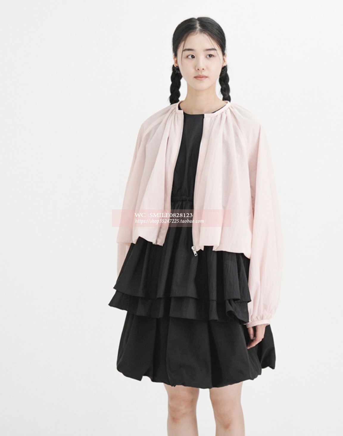 【VOVOSHOP】韩国代购 EUNOIA 24SS 粉色轻薄褶皱春夏外套