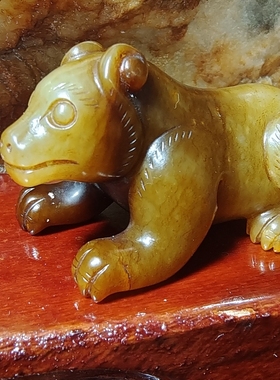 和田玉老玉靈宝 古战熊 勇猛精进 勇气 风生水起家居摆件 灵之缘