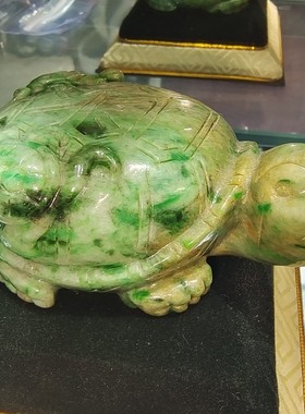 灵缘 道系文创 天然翡翠双彩阳绿龙龟 吉祥物定制款 风生水起摆件
