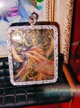 胡老师亲制 手绘瑞凤凰唐卡  七彩神凤 吊坠岩彩原创 灵缘九尾狐