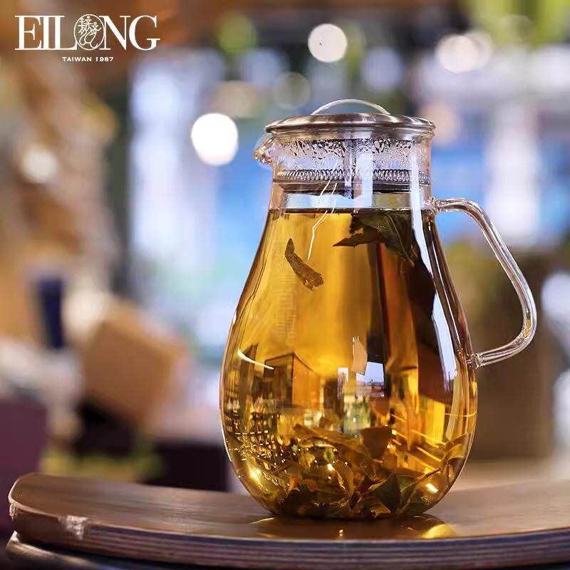 台湾宜龙正品耐热玻璃茶具茶壶套装家用泡茶壶茶杯大容量2升包邮