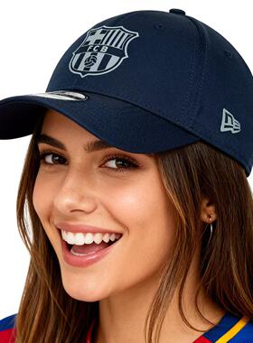 New Era联名巴塞罗那足球Barcelona FC藏青反光队徽9forty男女帽