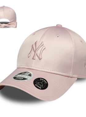 NEW ERA棒球帽女神粉绸缎面料蝴蝶结个性帽子MLB纽约扬基休闲帽子