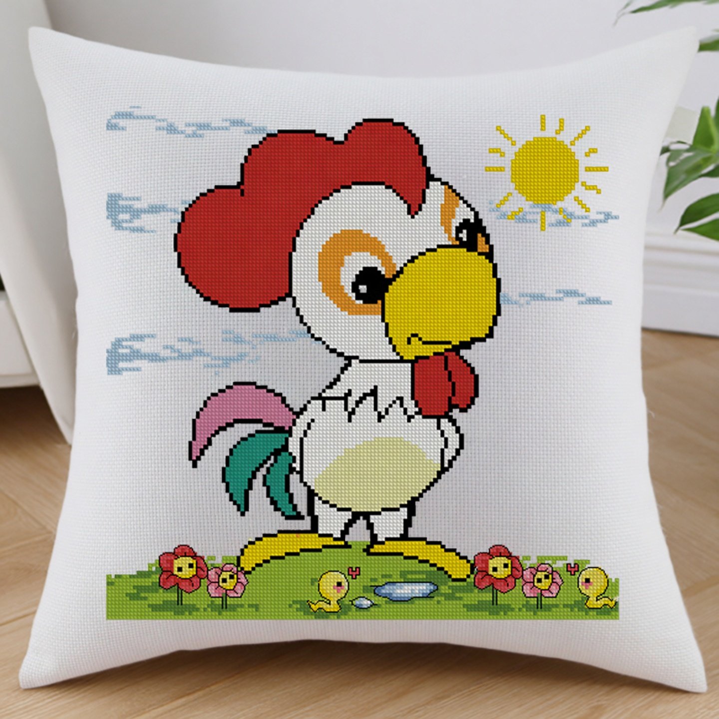 治愈系十字绣抱枕十字绣生肖鸡吉祥鸡卡通动漫沙发汽车靠垫自己绣,居家布艺,十字绣套件,淘宝优惠券,粉丝福利购,淘宝优惠卷
