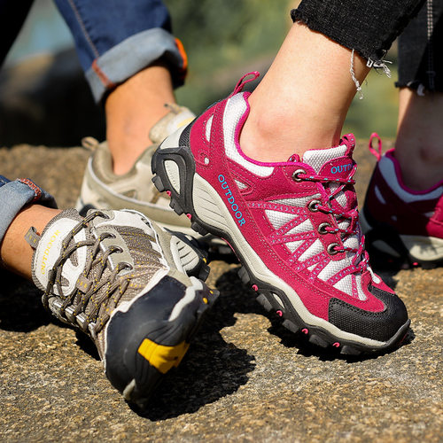 春夏真皮户外鞋男女网布透气防滑情侣登山徒步鞋低帮登山鞋旅游鞋