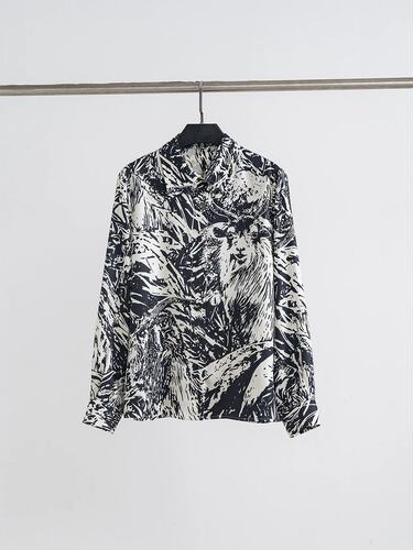 意奢LP纯元2W+ 重磅真丝斜纹绸丛林艺术印花 时尚高级感衬衫