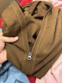 18针双面四平莱卡YKK双拉链摩登连帽高弹精纺羊毛针织衫 外套