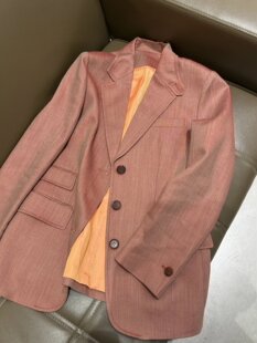 外套 C人字纹雨露亚麻羊毛廓形高级感立体剪裁西装 意奢纯元