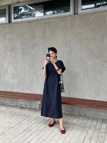 BC纯元进口雨露亚麻 重工珠饰滚边 蝙蝠袖显瘦优雅长款连衣裙