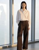 高腰百搭休闲阔腿裤 L家纯元 26早春定制进口棉挺括有型压褶显瘦