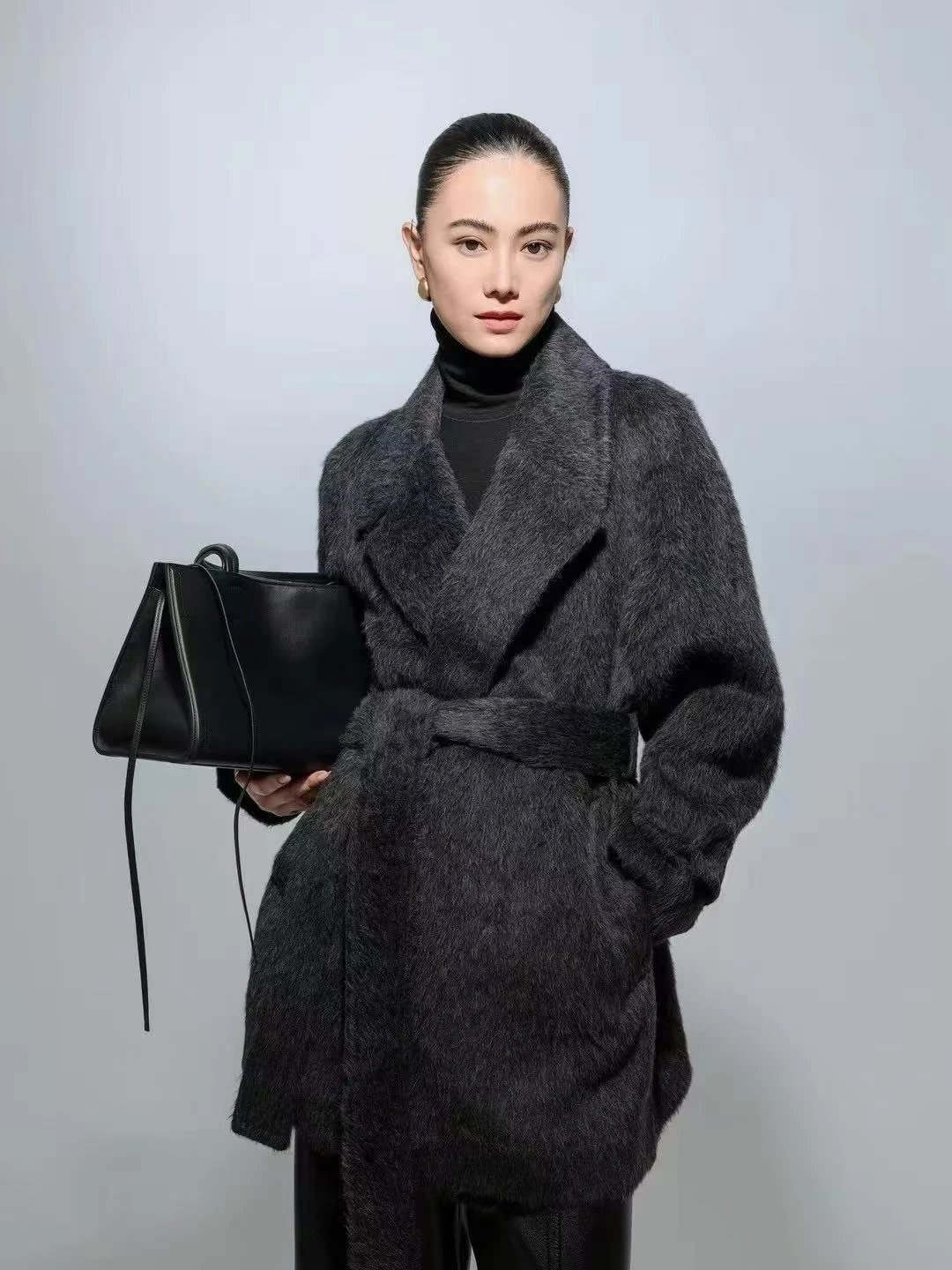 鼎奢苏力羊毛大气有型阔型宽松气质时髦百搭毛呢外套大衣