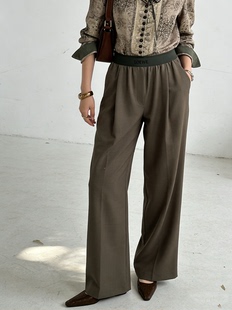 挺阔高级感休闲阔腿裤 意大利进口精纺色织羊毛罗家纯元 贵贵5K