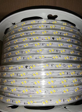 晶品鑫LED灯带220V 5730-120灯双斜 白富美白光 黄光 整箱100米