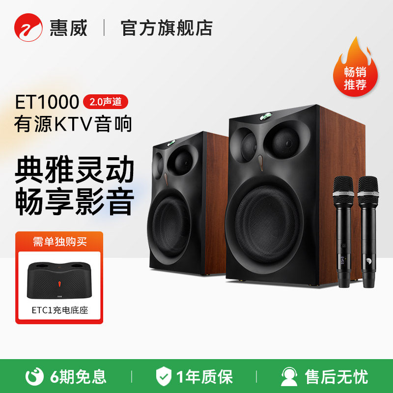 Swan惠威ET1000有源KTV音箱家庭k拉ok唱歌音响家用双话筒5.0蓝牙