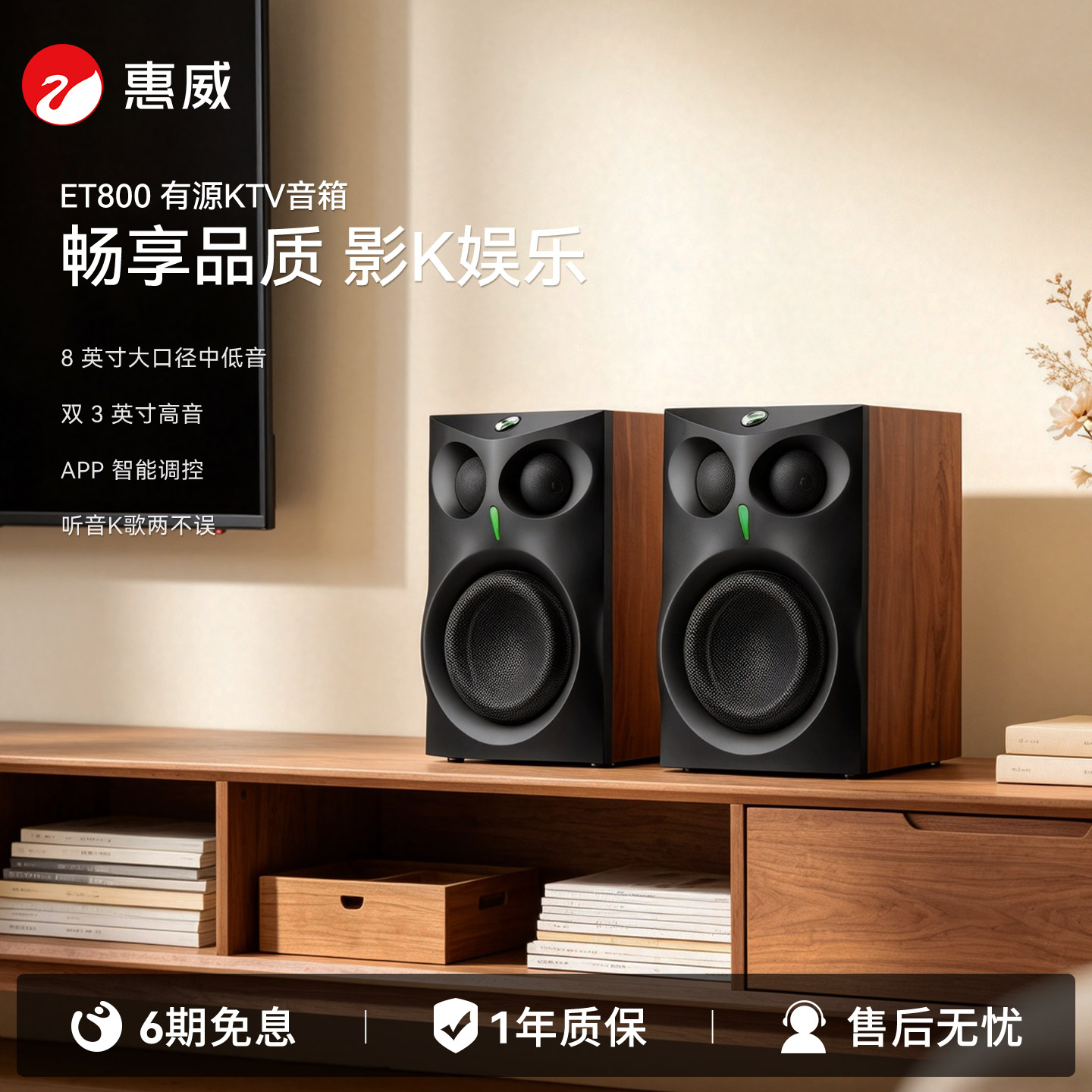 HiVi惠威ET800有源ktv音响家用k拉ok双话筒5.0蓝牙音箱家庭k歌