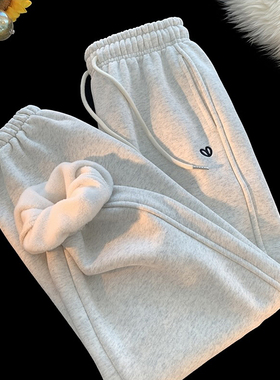 女童秋冬裤子2024洋气冬季加绒束脚卫裤中大童12岁休闲灰色运动裤