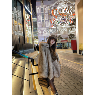 LANGBOOM  九尾玄狐  细节取胜 软糯糯毛茸茸带帽环保皮草外套
