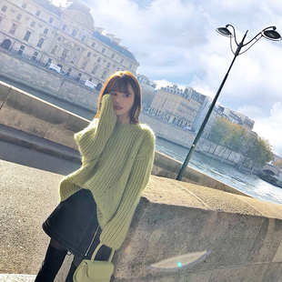 高比例幼崽马海羊毛毛衣 订染du特超显白绿色 LANGBOOM 软绵绵