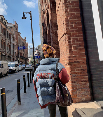 纽约SOHO美式复古牛仔棉衣