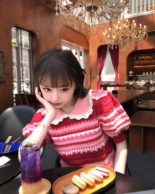 草莓芝士千层少女感爆棚上衣