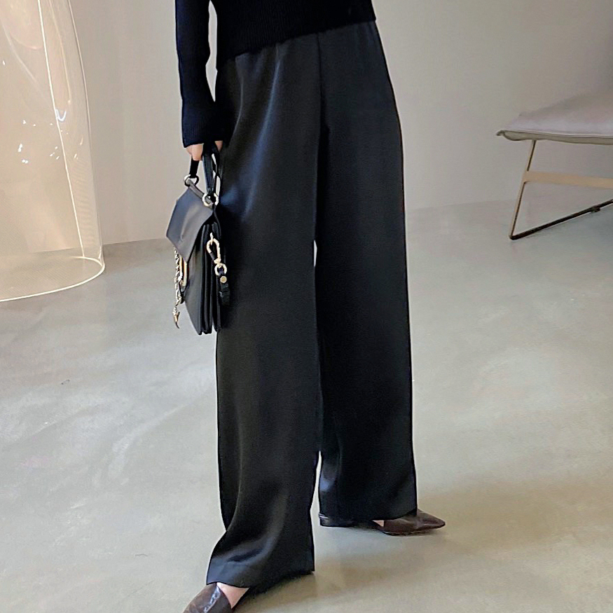 质感休闲松紧腰百搭醋酸长裤