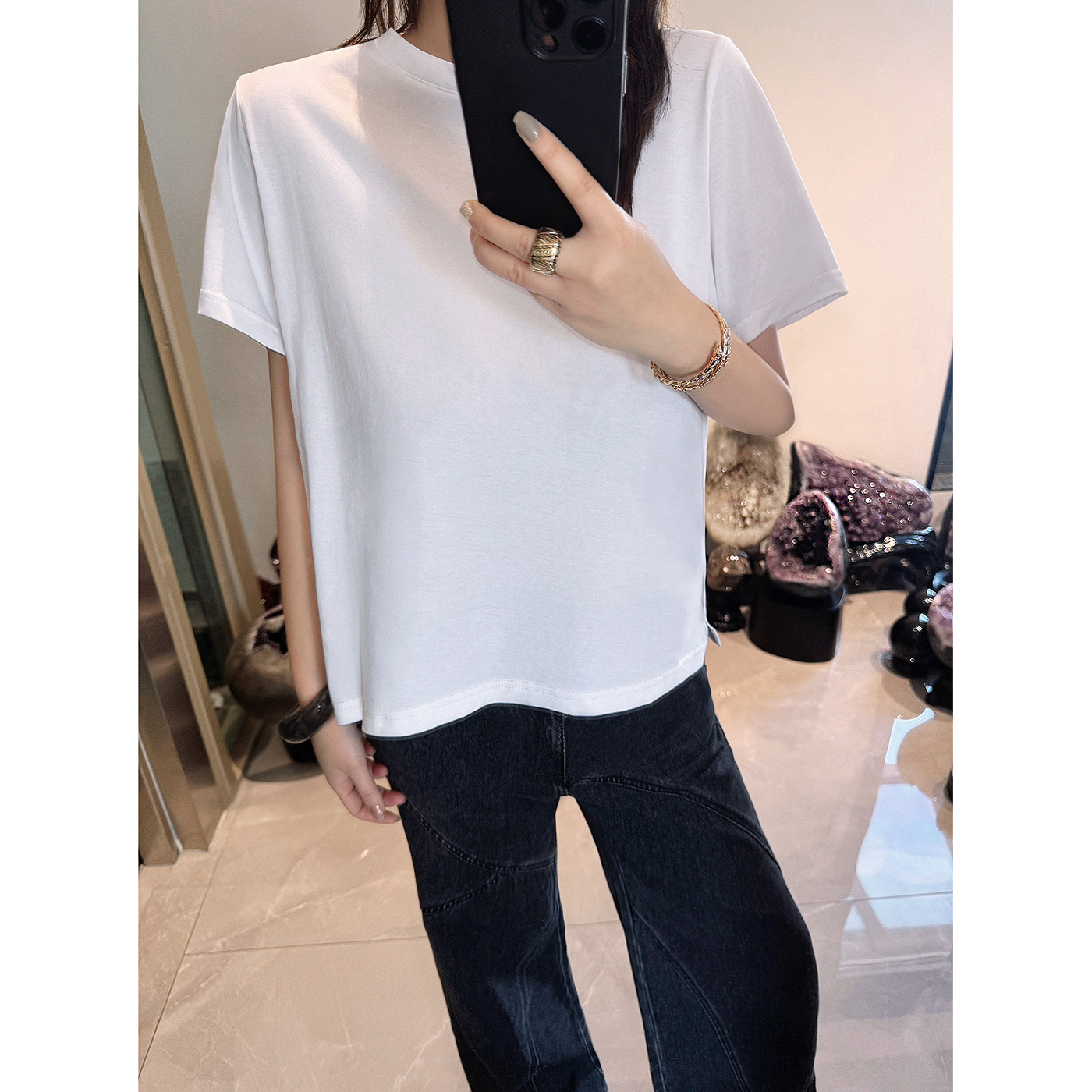 LANGBOOM  百百百搭T~ 圆领T恤短袖打底圆领内搭正肩T 三色入~