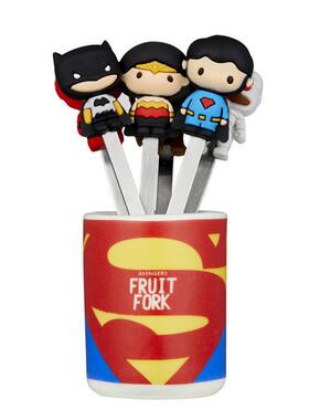 正义联盟硅胶水果叉套装卡通可爱创意蛋糕客厅不锈钢环保甜品签
