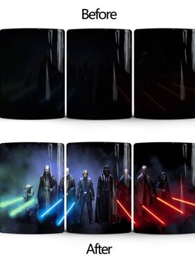 跨境星球大战加热变色杯学生冬季动漫影视周边绝地武士有趣马克杯