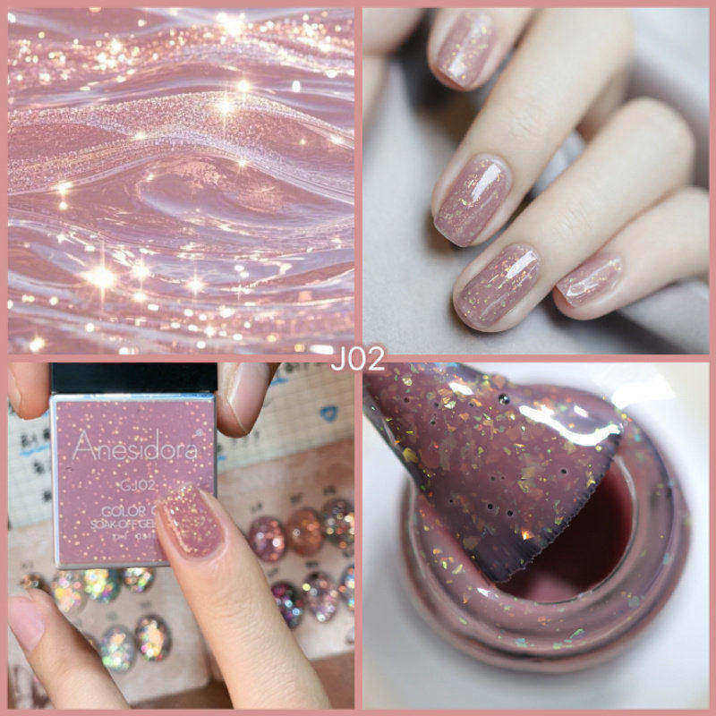 【指甲油】Anesidora安妮丝珍宝J02钻石Z萤火虫微光F极光丝缎LT02