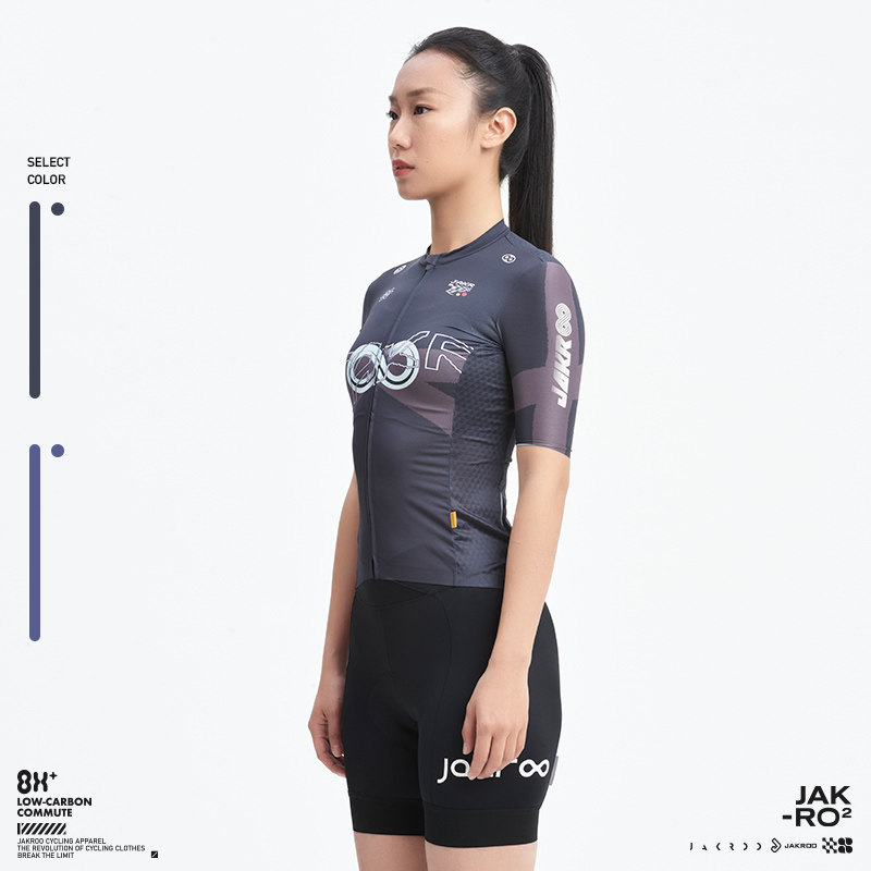 捷酷新款无限女士短袖 透气修身冰感防晒进阶骑行服装备上衣