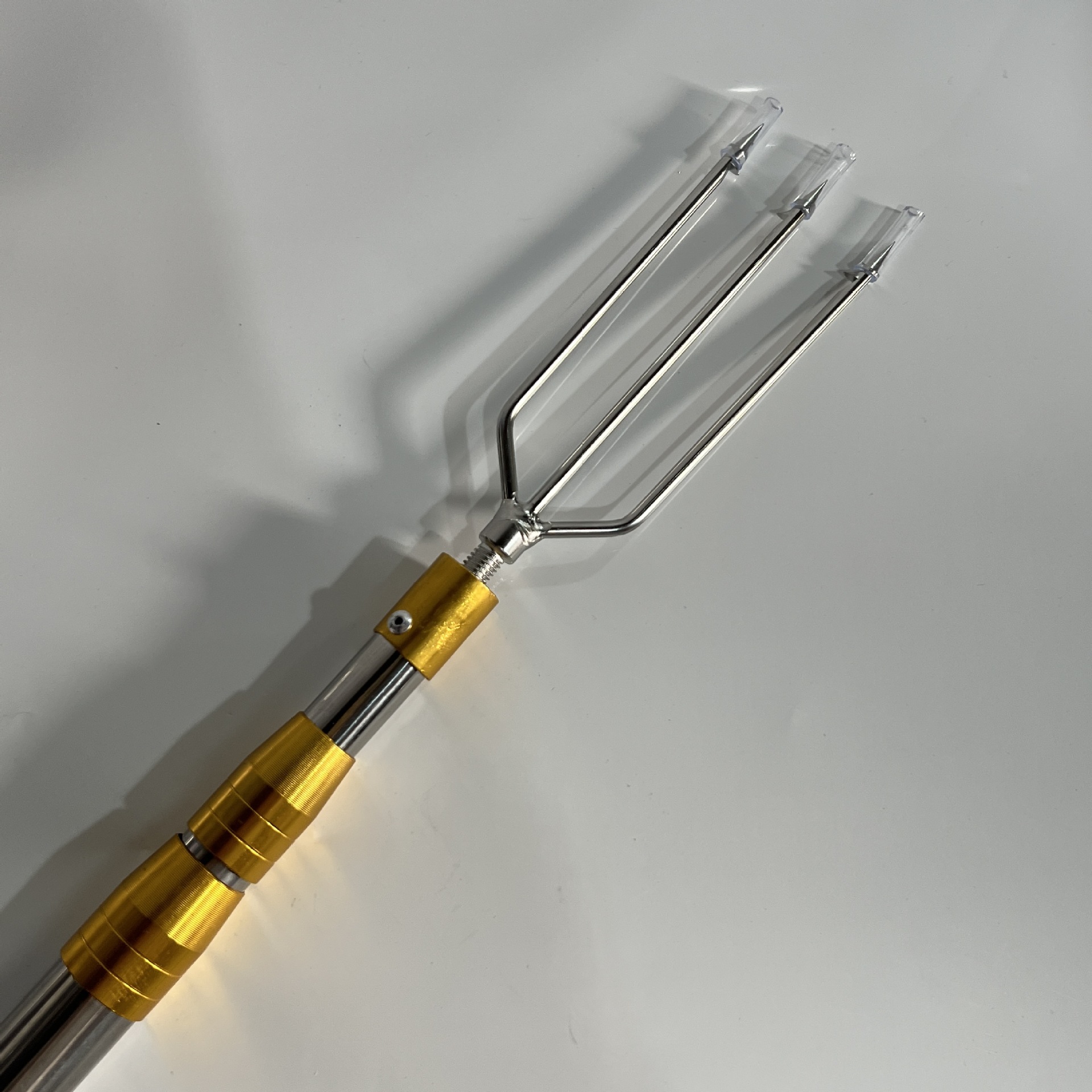 不锈钢小鱼叉三齿叉平叉钓鱼扎鱼配抄网杆插鱼8毫米接口野外加厚