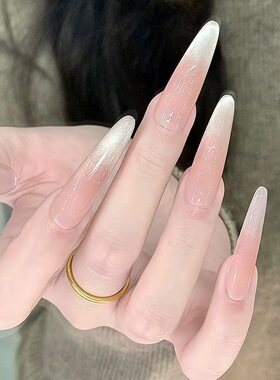 美甲穿戴甲裸色中长款美甲新娘甲