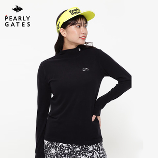 PEARLY GATES高尔夫女士秋冬新款高弹半高领保暖长袖T恤套头打底
