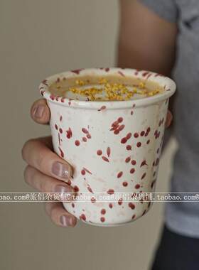 高颜值复古泼墨陶瓷手握杯咖啡拉花杯早餐牛奶杯冷萃杯家用水杯