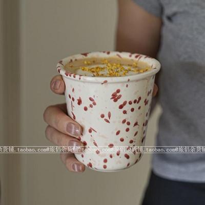 高颜值复古泼墨陶瓷手握杯咖啡拉花杯早餐牛奶杯冷萃杯家用水杯