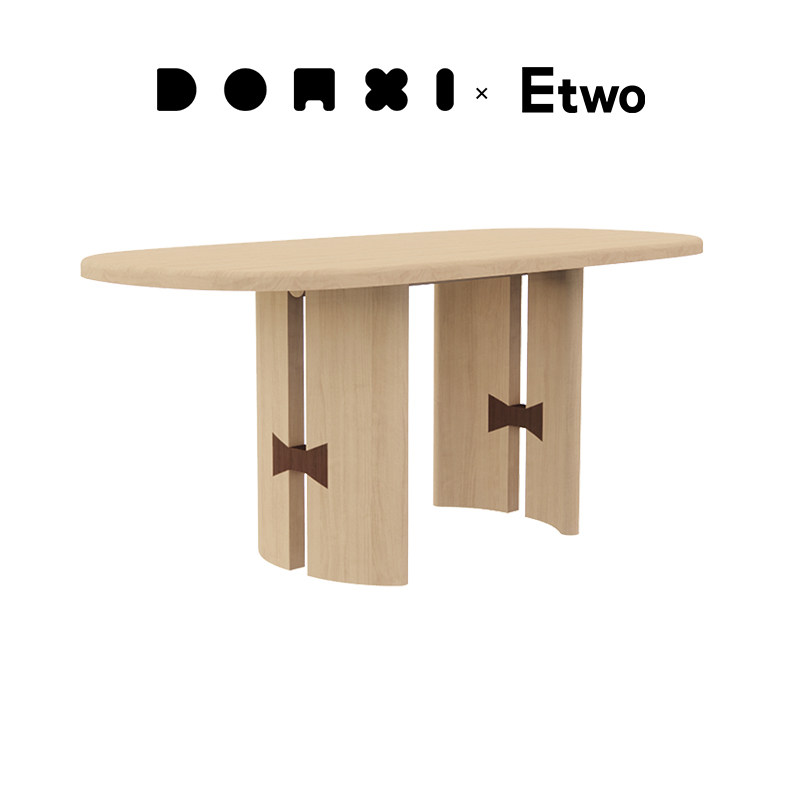 Donxi白蜡木燕尾桌实木厚桌椭圆形餐桌客厅设计原创防变形蝴蝶榫