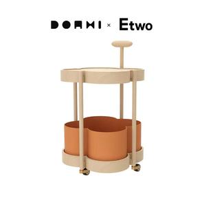 E2全球购正品 Donxi四叶草小推车沙发边几可移动置物架零食台茶几