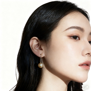 施家南洋金珠耳环925银镶嵌10mm风在吹2厘米正圆大小珠轻奢设计