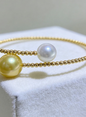 人造南洋珍珠金珠手镯女款2026新款爆款高级感轻奢小众设计感手饰