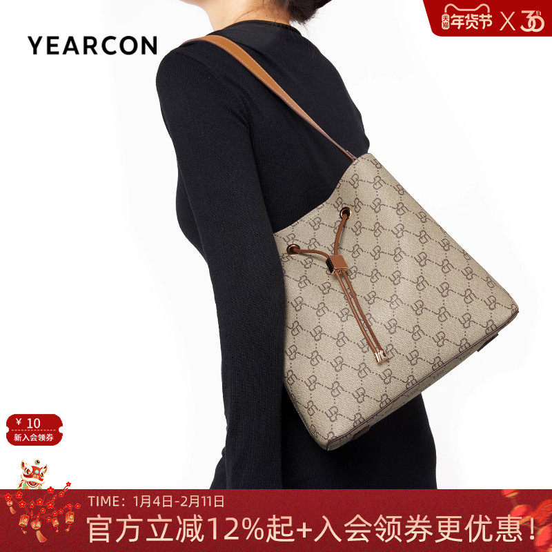意尔康水桶包包女新款复古老花时尚百搭手拎包通勤斜挎包新年礼物,箱包皮具/热销女包/男包,水桶包,淘宝优惠券,粉丝福利购,淘宝优惠卷