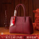 意尔康妈妈包包新款 手提包酒红色婚包刺绣大气中年女士国风斜挎包