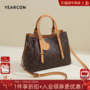 意尔康女士新款 大容量手提包百搭斜挎包托特包复古印花单肩包女包